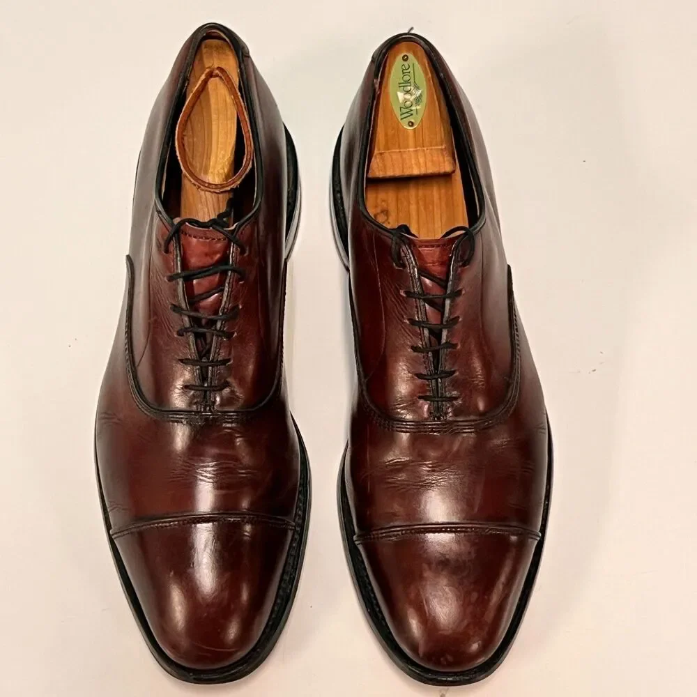 Allen Edmonds Park Avenue Brown Leather Cap-Toe Oxford Dress Shoes 11B 1USA